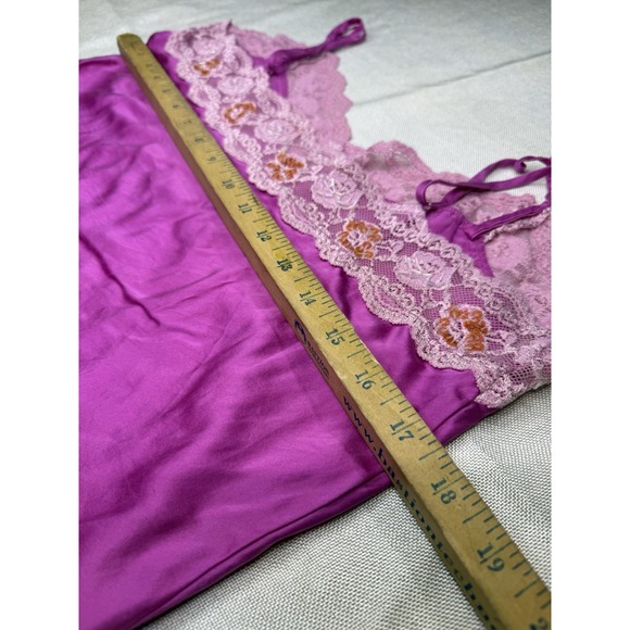 Sexy Ny&Co Silk Cami Babydoll Tee Womens Large Lace Sequins Hot Pink - Picture 5 of 11